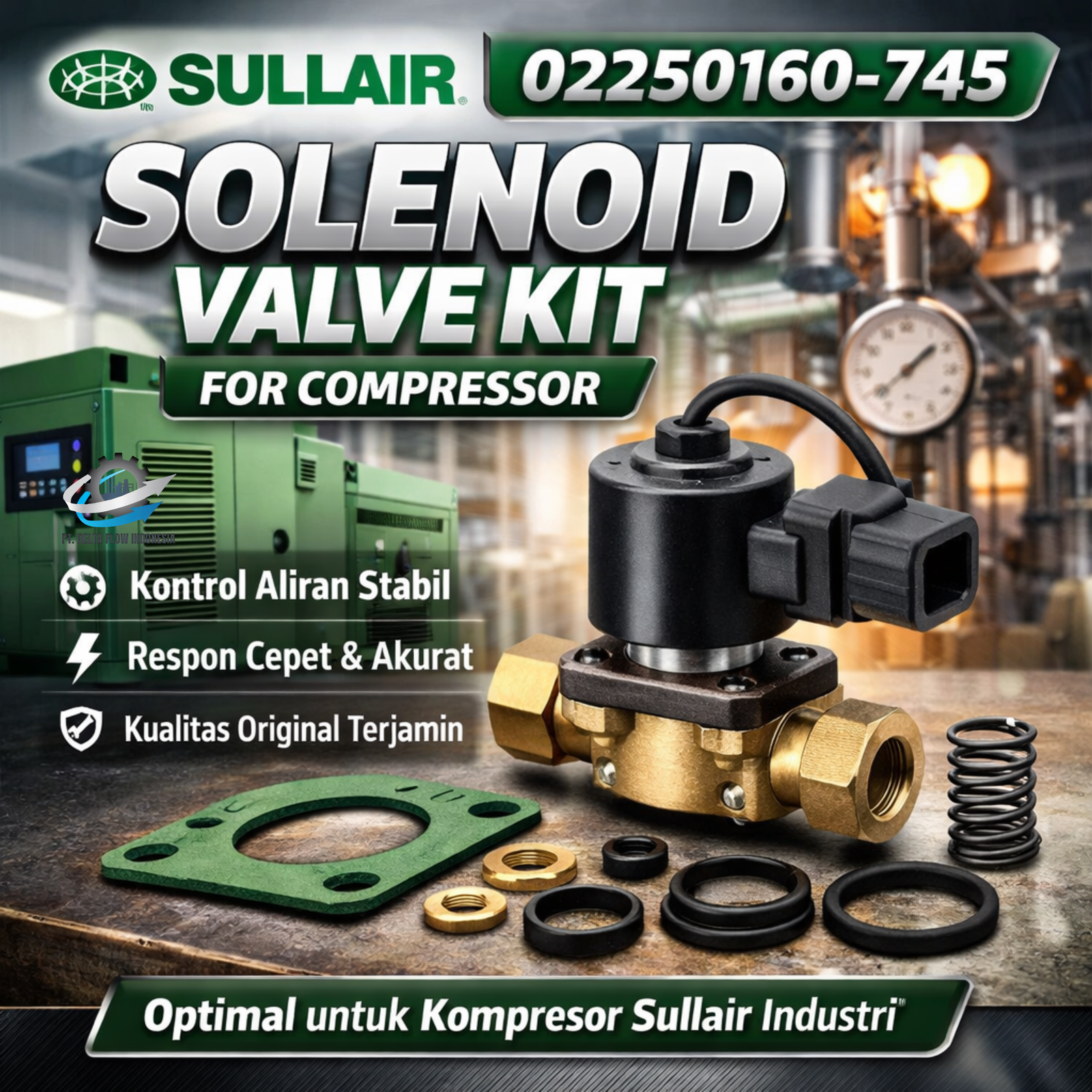 02250160-745 Sullair Solenoid Valve Kit for Compressor: Komponen Penting untuk Kinerja Optimal